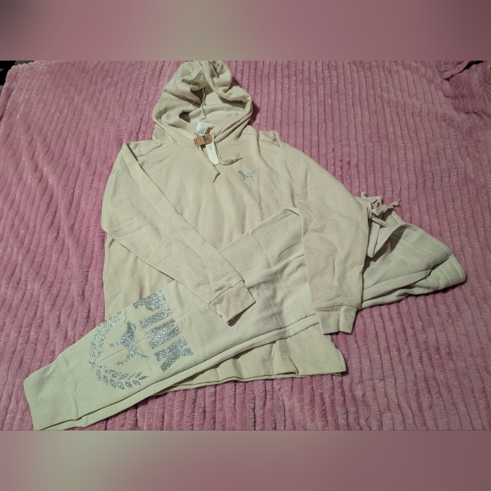 Vs Pink Hoodie Pants Bling Set